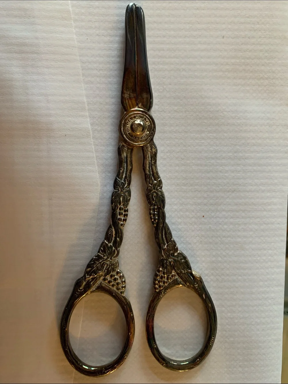 Antique-Style Brass Embossed Scissors - Brass Finish